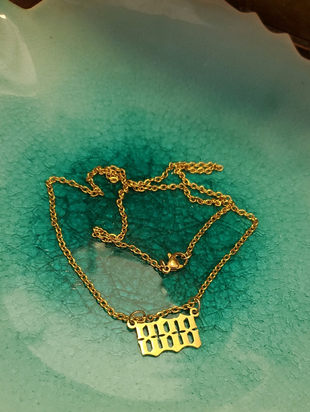Gold Angel Number Necklace 888 D